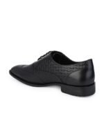 Alberto Torresi Men Black Textured Leather Formal Oxfords