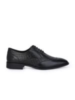 Alberto Torresi Men Black Textured Leather Formal Oxfords