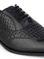 Alberto Torresi Men Black Textured Leather Formal Oxfords