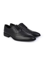 Alberto Torresi Men Black Textured Leather Formal Oxfords