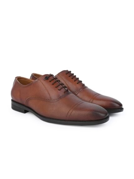 Alberto Torresi Men Textured Leather Formal Oxfords