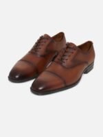 ALDO Men Brown Solid Leather Formal Oxfords