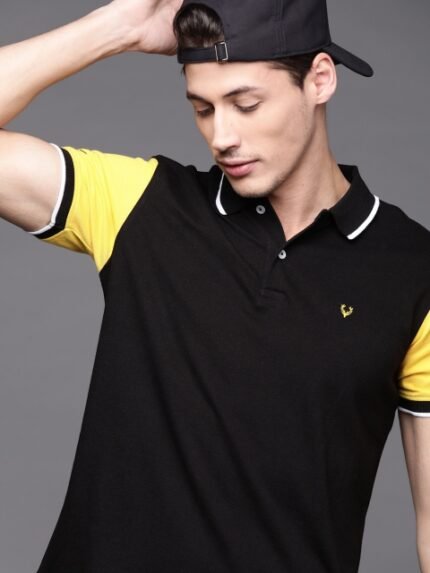 Allen Solly Men Black Solid Polo Collar T-shirt