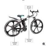 Amaze Kai Bikes Latest BMW Foldable Gear Cycle for Men with 21 Speed Gear 6 spoke | Folding Mountain Bike with Double Disc Break & Mac Wheel, 26 Inch, White n black