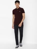 AMERICAN EAGLE OUTFITTERS Men Burgundy Solid Polo Collar T-shirt