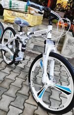 Appgrow 26T, 21 Speed, 17 Inches Frame Folding Bike for Unisex-Adults with Disc Brake and Dual Suspension - White