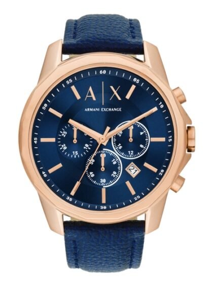 Armani Exchange Men Blue Dial & Blue Leather Straps Analogue Watch