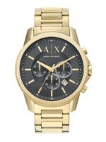 Armani Exchange Men Grey Dial & Gold Toned Stainless Steel Straps Analogue Watch AX1721