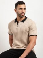 ARMISTO Men Textured Knit Polo T-shirt