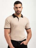 ARMISTO Men Textured Knit Polo T-shirt