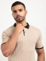 ARMISTO Men Textured Knit Polo T-shirt