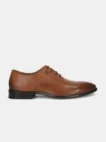 Arrow Men Tan Brown Textured Leather Formal Oxfords