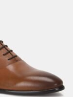 Arrow Men Tan Brown Textured Leather Formal Oxfords