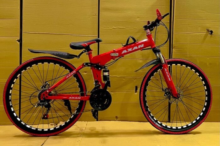 AXAN Foldable Sports Bicycle Mountain Bike/Cycle - 21 Shimano Gears - Conquer Trails with Efficiency and Style (Red)