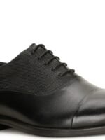 Bata Men Textured Round Toe Leather Lace-Up Formal Oxfords