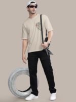 BULLMER Graphic Printed Round Neck Oversized Cotton T-shirt