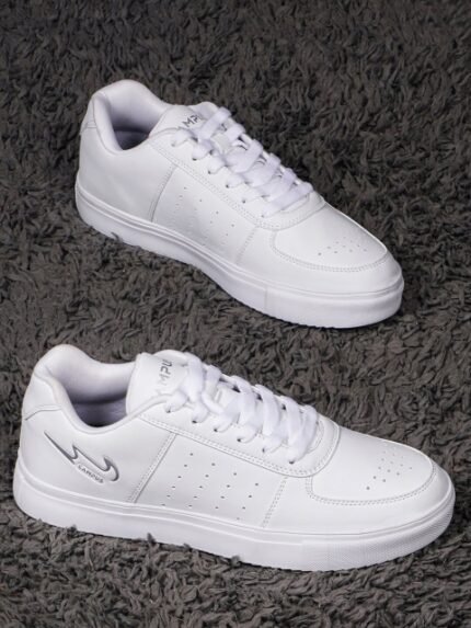 Campus Men White Perforations PU Sneakers