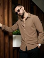 Campus Sutra Classic Self Design Spread Collar Casual Shirt