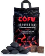 COFU Coconut Shell 5 Kg Charcoal Coal Briquettes Cubes for Barbeque Grill Set for Home, Koila Outdoor Cooking Charcol Burner for BBQ Stove Koyla Griller with 2 pcs of Fire...