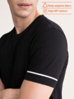 DAMENSCH Men Solid Premium Cotton Contrast Stitch Regular Fit T-Shirt