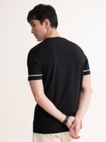 DAMENSCH Men Solid Premium Cotton Contrast Stitch Regular Fit T-Shirt
