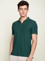 DaMENSCH Statement Johnny Collar Herringbone Texture Polo T-Shirts