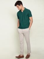 DaMENSCH Statement Johnny Collar Herringbone Texture Polo T-Shirts