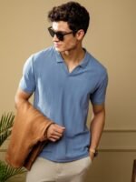 DaMENSCH Statement Johnny Collar Herringbone Texture Polo T-Shirts