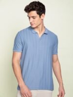 DaMENSCH Statement Johnny Collar Herringbone Texture Polo T-Shirts