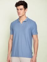 DaMENSCH Statement Johnny Collar Herringbone Texture Polo T-Shirts