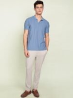 DaMENSCH Statement Johnny Collar Herringbone Texture Polo T-Shirts