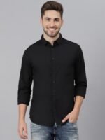 Dennis Lingo Men Black Slim Fit Casual Shirt