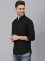 Dennis Lingo Men Black Slim Fit Casual Shirt