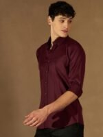 DENNISON Men Burgundy Twill Comfort Regular Fit Solid Formal Shirt