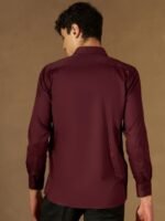DENNISON Men Burgundy Twill Comfort Regular Fit Solid Formal Shirt