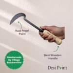 Desi Point Khurpi, Khurpa or Weeder - Gardening Hand Tool for Soil Digging and Weeding | Desi Wooden Handle | for Gardening