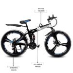 Dunedin Bikes, X6 cycle Foldable Sports Bicycle Mountain Bike/Cycle 26 Inch Carbon Steel Frame Folding Bicycle with 21 Speed Gear and Double Disc Brake.White-Black (Unisex)