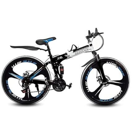 Dunedin Bikes, X6 cycle Foldable Sports Bicycle Mountain Bike/Cycle 26 Inch Carbon Steel Frame Folding Bicycle with 21 Speed Gear and Double Disc Brake.White-Black (Unisex)