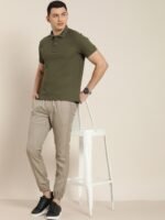 ether Men Olive Green Moisture-Wicking Antimicrobial Polo