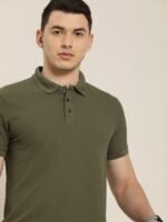 ether Men Olive Green Moisture-Wicking Antimicrobial Polo