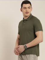 ether Men Olive Green Moisture-Wicking Antimicrobial Polo