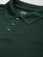 ether Men Pine Green Solid Polo Collar Regular Sleeves Antimicrobial Slim Fit T-shirt