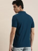 ether Men Teal Blue Polo Collar T-shirt