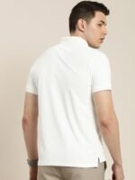 ether Men White Solid Moisture-Wicking Antimicrobial Polo