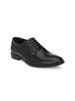 Fentacia Men Black Solid Genuine Leather Formal Oxfords