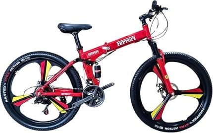 Ferrari Sports Imported Cycle Folding Bike for Youth | 21 Gears | Adjustable Seat | 26" Magnesium Alloy Wheels | Foldable Frame with Multi Layer Coated Paint Finish | Hartex...