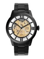 Fossil Men Black Skeleton Dial Stainless Steel Analogue Automatic Motion Watch ME3197I