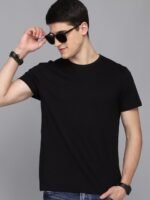 Free Authority Men Pack Of 2 Black & White Solid Pure Cotton T-shirt