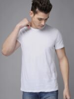 Free Authority Men Pack Of 2 Black & White Solid Pure Cotton T-shirt