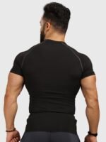 FUAARK Men Black V-Neck Applique Compression T-shirt